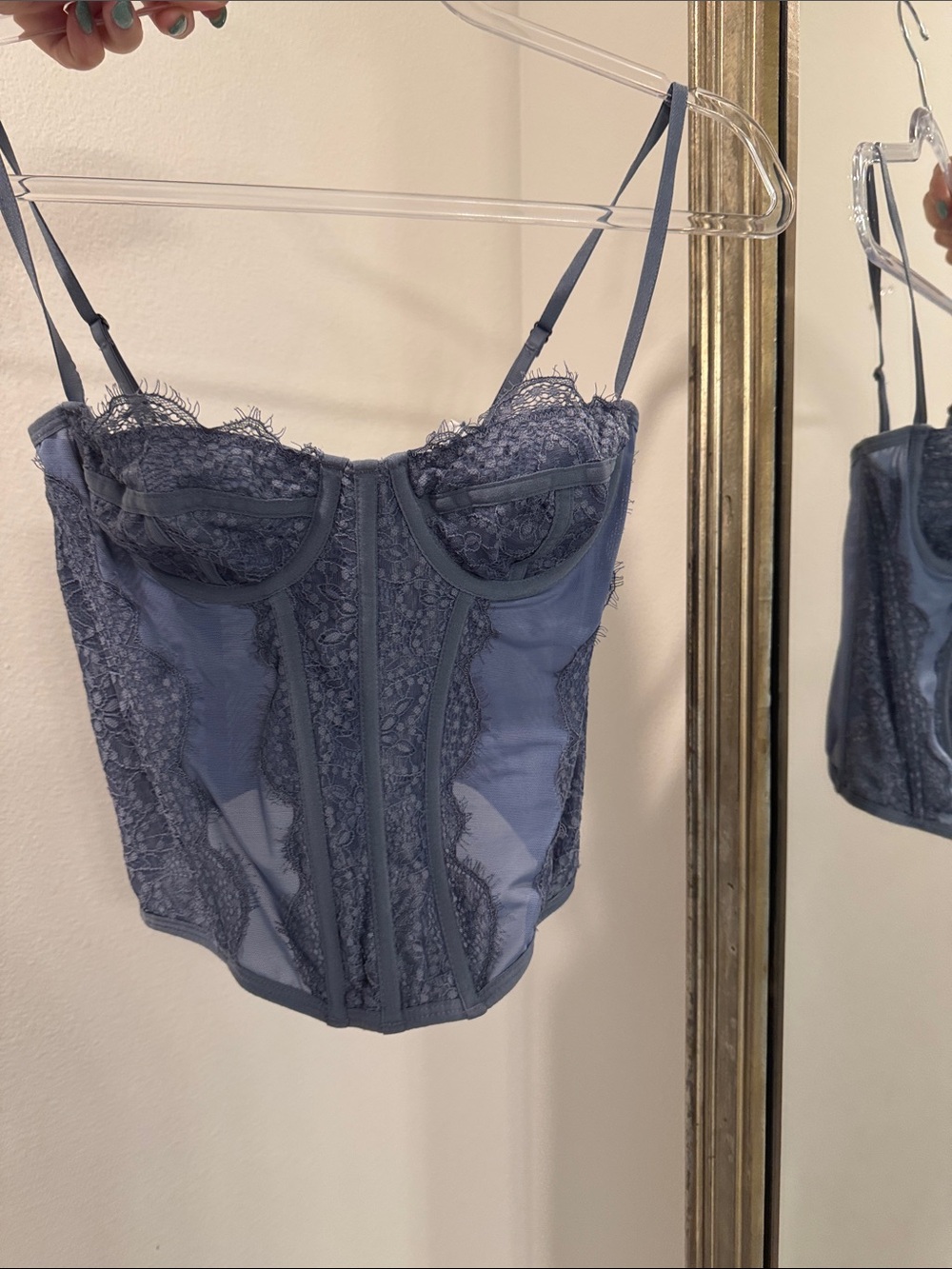 Urban Outfitters Slate Blue Lace Bustier Corset